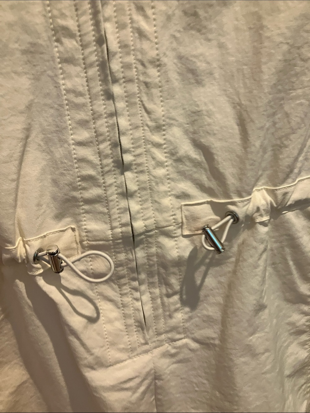 Calia off White/creamSleeveless Zip-Front One Piece Romper with Waist cinch - Picture 7 of 7
